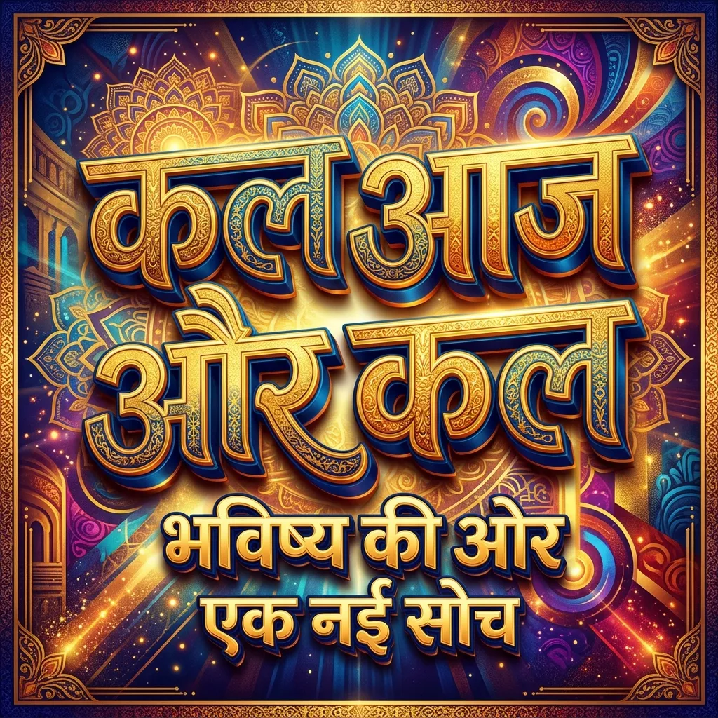 Bold decorative Hindi typography poster, thick stylish Devanagari letters, dramatic shadows, vibrant luxury background, eye-catching high CTR font showcase, modern graphic design style
